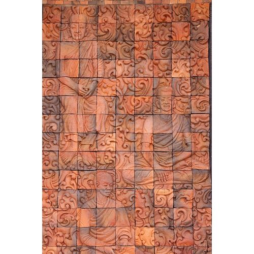 Thailand-Nong Khai Province Bas relief in tiles depicting monks